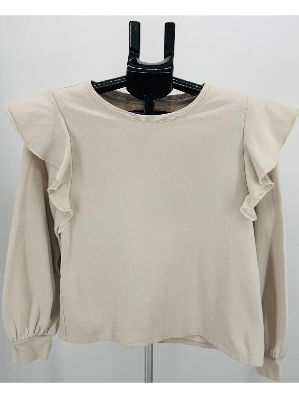 Universal‎ Thread Ruffle Sleeve Sweatshirt Relaxed Fit Medium Beige Cotton
